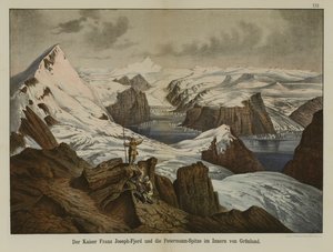 Kaiser-Franz-Joseph-Fjord und Petermannspitze, Grönland (Farblithografie) von German School