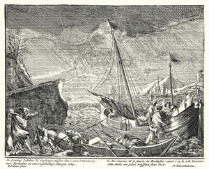 König James II. flieht aus England und verlässt Rochester in einem kleinen Boot von German School