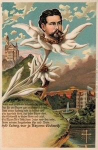 König Ludwig II. von Bayern als Edelweiß dargestellt von German School