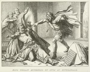 König Philipp ermordet von Otto von Wittelsbach von German School