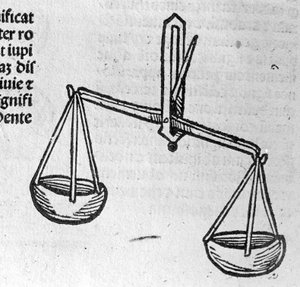 Die Waage - im Traktat von Johannes Angeli De Magnisconnectionibue annorum revolutionibus ac eorum perfectionibus. Augsburg, Erhard Ratdolt