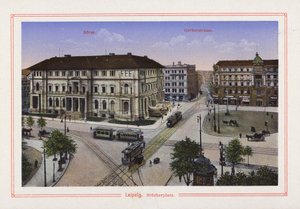 Leipzig, Blücherplatz (Farblithografie) von German School