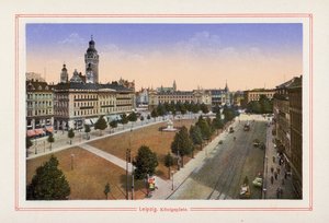 Leipzig, Königsplatz (Farblithografie) von German School