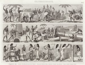 Leben im antiken Ägypten. Illustration für Bilder-Atlas (Stich) von German School