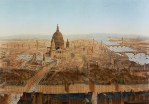 London: Vogelperspektive auf St. Pauls und die Themse, veröffentlicht von Carl Martin von German School