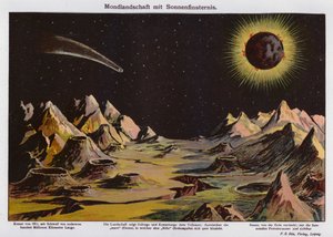 Mondlandschaft, Sonnenfinsternis und Komet von 1911