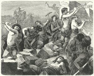 Lysander befiehlt, die Mauern von Athen niederzureißen