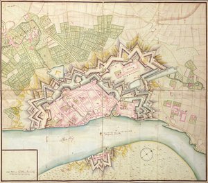 Karte von Düsseldorf, 1736 von German School