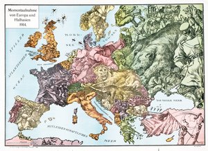 Karte von Europa im Jahr 1914, veröffentlicht 1915 von German School
