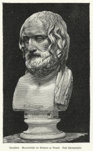 Marmor-Büste von Euripides, antiker griechischer Dramatiker (Lithografie) von German School