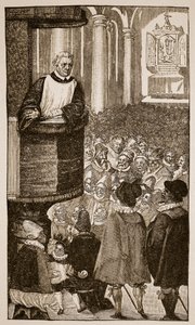 Martin Luther predigt, ca. 1517 von German School