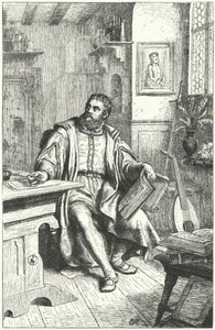 Martin Luther übersetzt die Bibel ins Deutsche (Gravur) von German School
