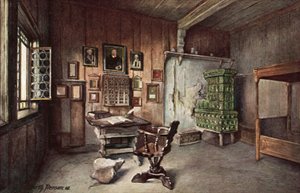 Martin Luthers Arbeitszimmer auf der Wartburg, Eisenach, Deutschland von German School