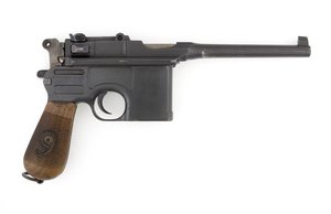 Mauser C96 9 mm Selbstladepistole, Exportmodell umgebaut auf 9 mm Parabellum