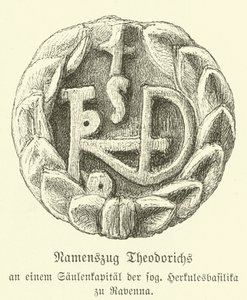 Monogramm von Theoderich dem Großen, König der Ostgoten von German School
