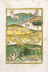 Monster und Schlangen in einer Landschaft, 1478