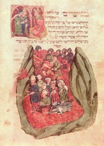 Moses führt die Kinder Israels durch das Rote Meer, aus einem jüdischen Gebetbuch, Hamburg, 1427 von German School
