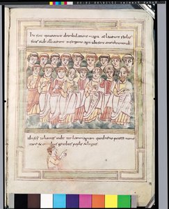 Ms 99 fol.15v Gruppe von siebzehn Männern, aus der Apokalypse von Valenciennes