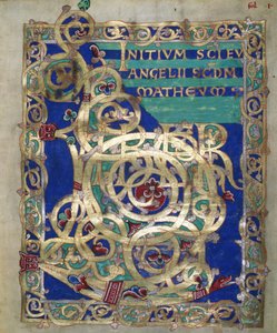 Ms. Czart. 1207 IV, fol.13 v Verzierte Initiale des Matthäus-Evangeliums, aus dem Evangeliarium der Kathedrale von Plock, ca. 1075