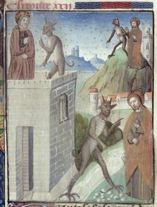 Die drei Versuchungsszenen, aus Vita Christi, von Ludolf von Sachsen, ca. 1300-1378