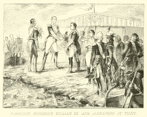 Napoleon, Friedrich Wilhelm III. und Alexander in Tilsit