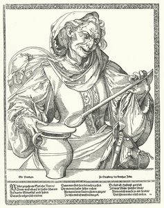 Alte Frau mit Krug und Löffel von German School