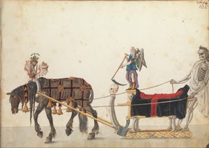 Festzugsschlitten in der Parade, ca. 1640 (Feder und Tinte, Aquarell und Waschungen) von German School