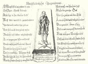 Pamphlet in memoriam des ermordeten böhmischen Militärführers Albrecht von Wallenstein von German School