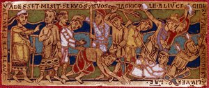 Gleichnis von den Arbeitern im Weinberg oder Gleichnis von den Arbeitern der elften Stunde. Emailleplatte auf Kupfer. Rheinische Schule. 12. Jahrhundert. Florenz, Museo Nazionale del Bargello