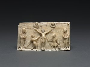 Plakette von einem tragbaren Altar: Die Kreuzigung, Niederrhein, 1050-1100