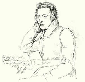 Porträt des deutschen Dichters und Schriftstellers Heinrich Heine als junger Mann (Stich) von German School