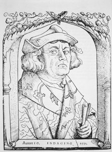 Porträt von Johannes von Indagine, nach Hans Baldung Grien, aus Chiromantia von Ioannes ab Indagine, Straßburg 1531, illustriert in Geschichte der Magie, veröffentlicht im späten 19. Jahrhundert von German School