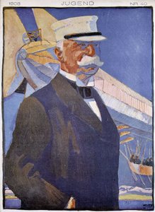 Porträt von Zeppelin vor einem Luftschiff - in „Jugend“
