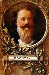 Postkarte mit Johannes Brahms (1833-97) von German School