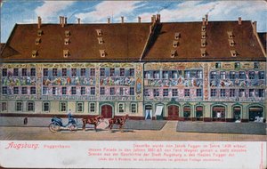 Postkarte mit dem Fuggerhaus, Augsburg von German School