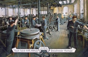 Postkarte, die die Karl-Krause-Fabrik in Leipzig zeigt, ca. 1905 von German School