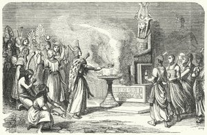 Priester führen ein Opfer im alten Ägypten durch von German School