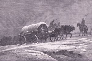 Preußische Feldpost im Schnee, Cassells Geschichte des Krieges zwischen Frankreich und Deutschland, veröffentlicht von Cassell and Company Limited, ca. 1890