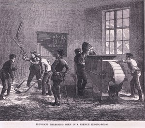 Preußen dreschen Korn in einem französischen Klassenzimmer, Cassells Geschichte des Krieges zwischen Frankreich und Deutschland von German School