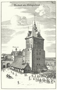 Öffentliche Auspeitschung in Danzig Ende des 17. Jahrhunderts (Gravur) von German School