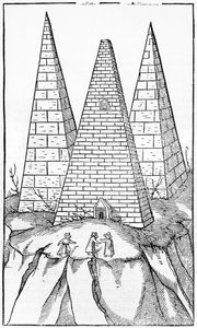 Pyramiden von Ägypten, Illustration aus Cosmographie Universelle von Sebastien Munster (1488-1552) Basel, veröffentlicht 1554 von German School
