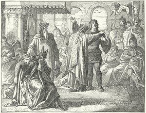 Versöhnung des Heiligen Römischen Kaisers Heinrich VI. und Richard Löwenherz von German School