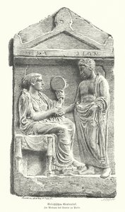 Relief auf einem antiken griechischen Grabstein von German School