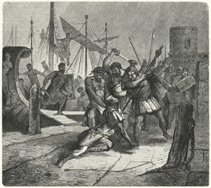 Römischer Konsul Lucius Cornelius Cinna von seinen eigenen Soldaten in einer Meuterei getötet, 84 v. Chr. von German School