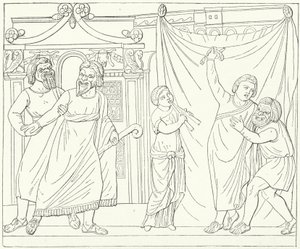 Römische Theaterszene, möglicherweise aus Andria, einem Stück von Terenz (Gravur) von German School