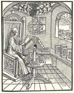 Zimmerinterieur mit einem Gelehrten bei der Arbeit, um 1500 von German School