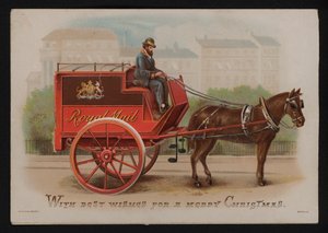 Royal Mail Van, Weihnachtsgrußkarte, späte 19. oder frühe 20. Jahrhundert von German School