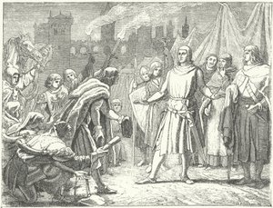Rudolf von Habsburg, der neu gewählte König von Deutschland, wird vom Volk von Basel begrüßt von German School