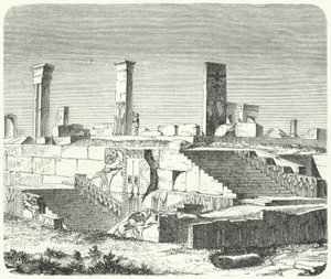 Ruinen des Palastes von Xerxes in Persepolis (Stich) von German School