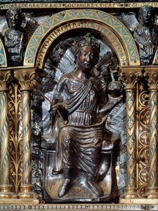 Sarkophag von Karl dem Großen. Darstellung von Kaiser Otto IV. von Braunschweig von German School
